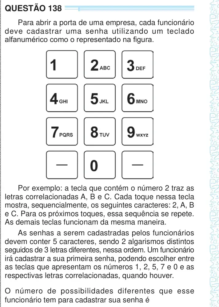 Enunciado da questão 138 do ENEM 2024
