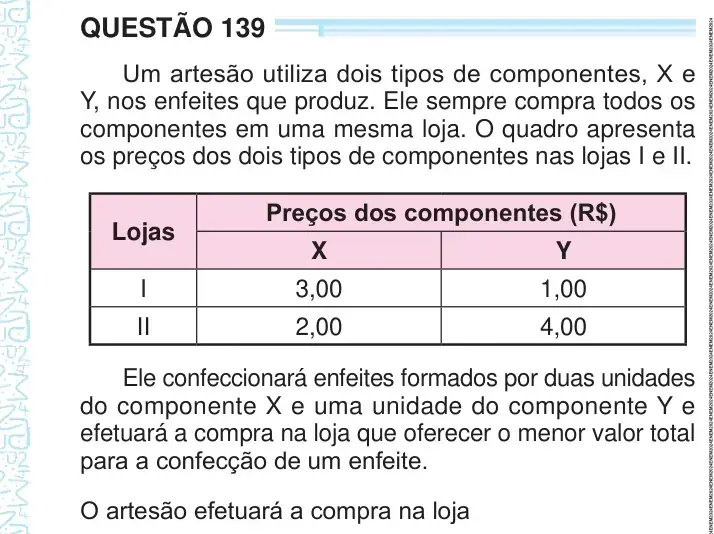 Enunciado da questão 139 do ENEM 2024