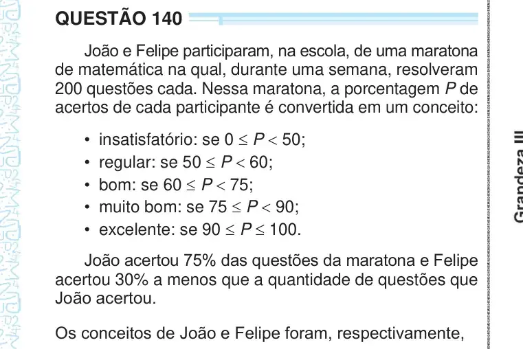 Enunciado da questão 140 do ENEM 2024