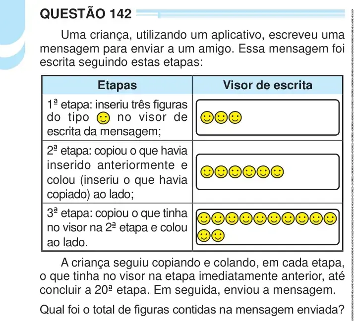 Enunciado da questão 142 do ENEM 2024