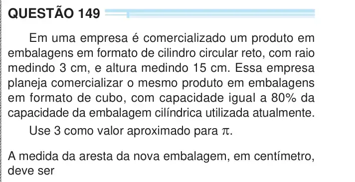 Enunciado da questão 149 do ENEM 2024