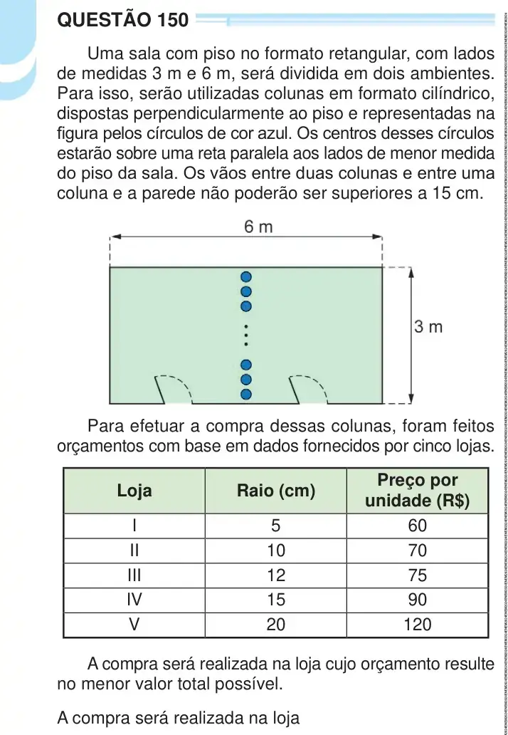 Enunciado da questão 150 do ENEM 2024