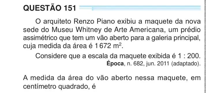 Enunciado da questão 151 do ENEM 2024