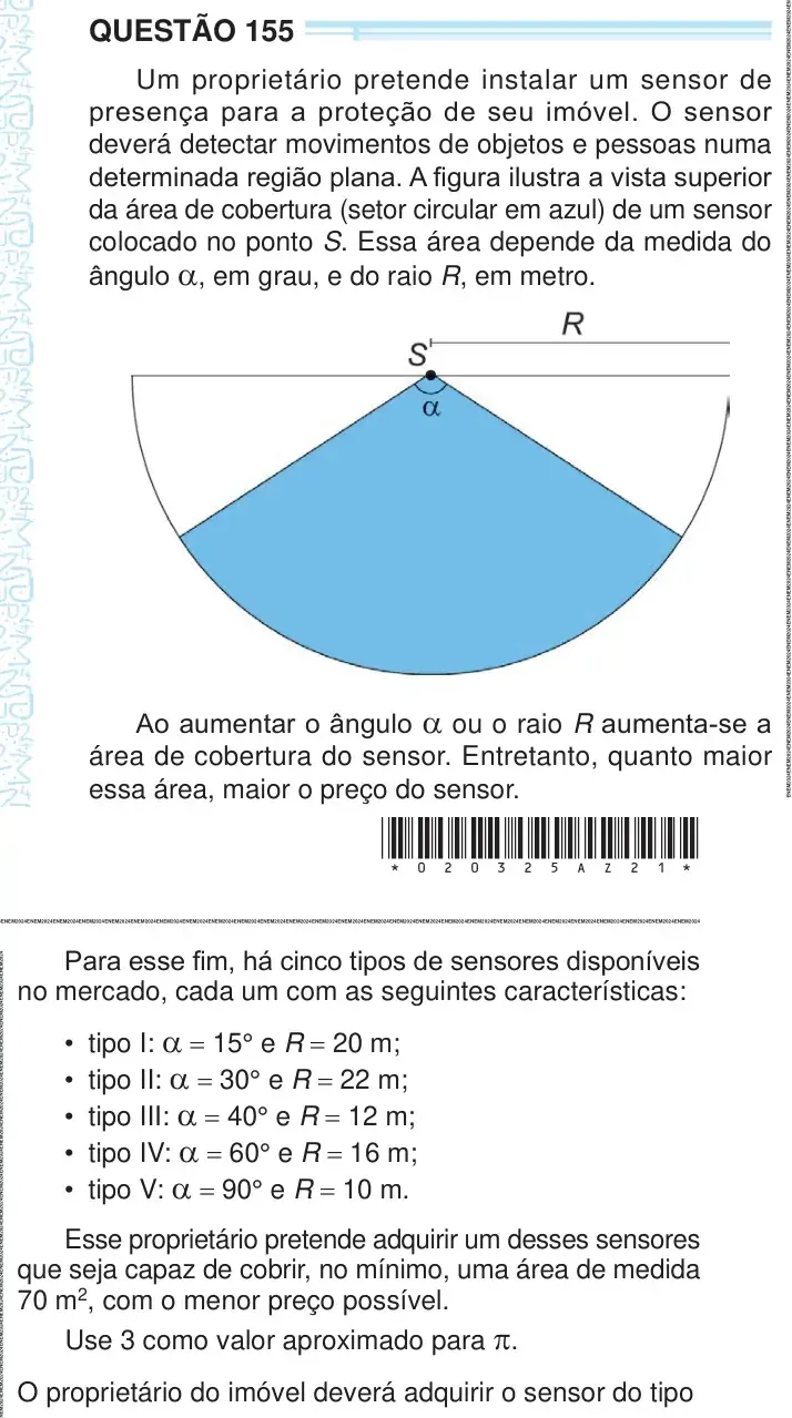 Enunciado da questão 155 do ENEM 2024