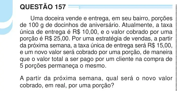 Enunciado da questão 157 do ENEM 2024