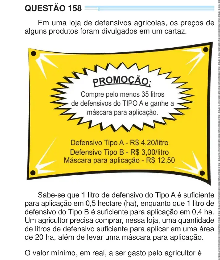 Enunciado da questão 158 do ENEM 2024