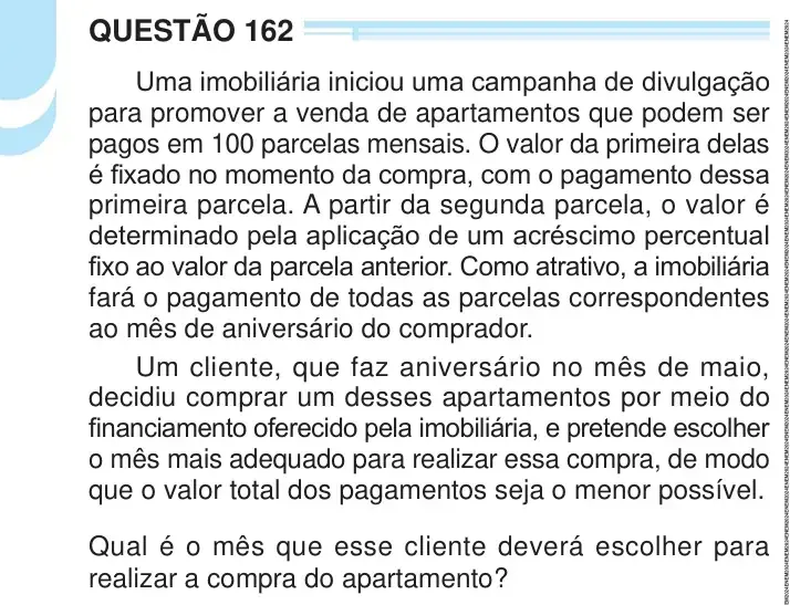Enunciado da questão 162 do ENEM 2024