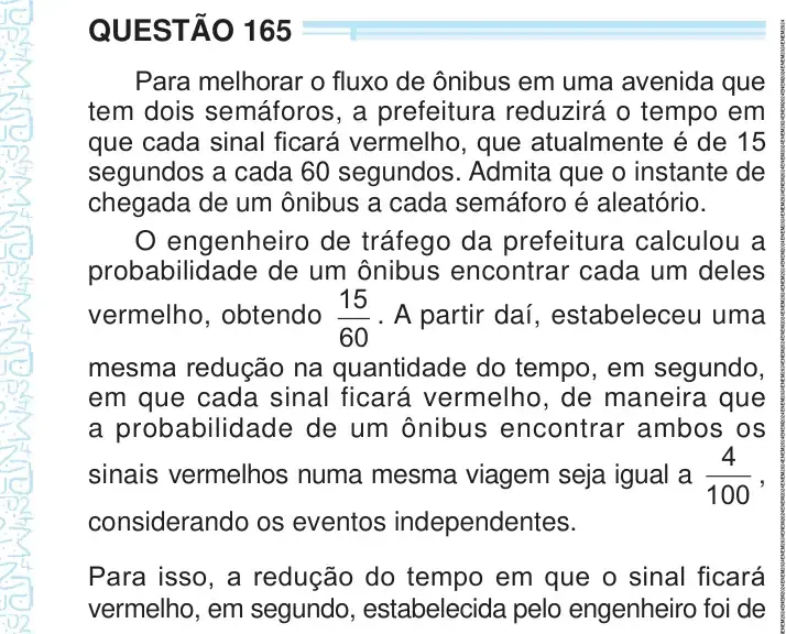 Enunciado da questão 165 do ENEM 2024