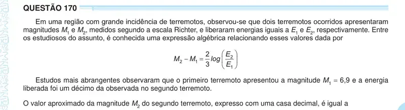 Enunciado da questão 170 do ENEM 2024