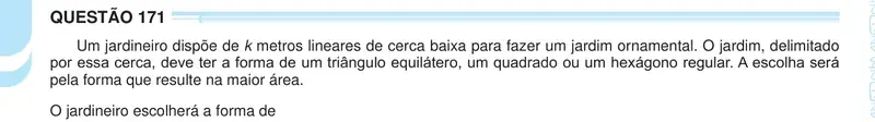 Enunciado da questão 171 do ENEM 2024