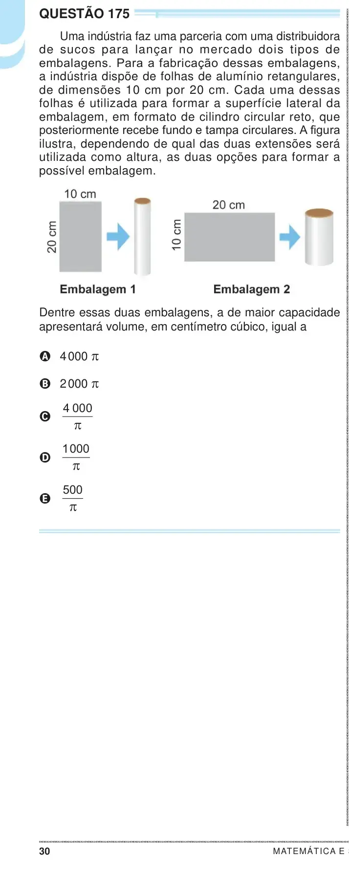 Enunciado da questão 175 do ENEM 2024