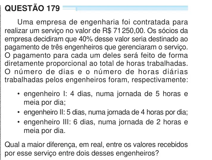 Enunciado da questão 179 do ENEM 2024