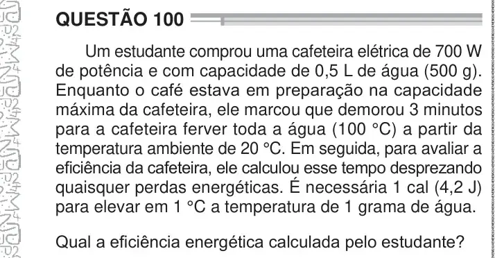 Enunciado da questão 100 do ENEM 2024 Dia 2