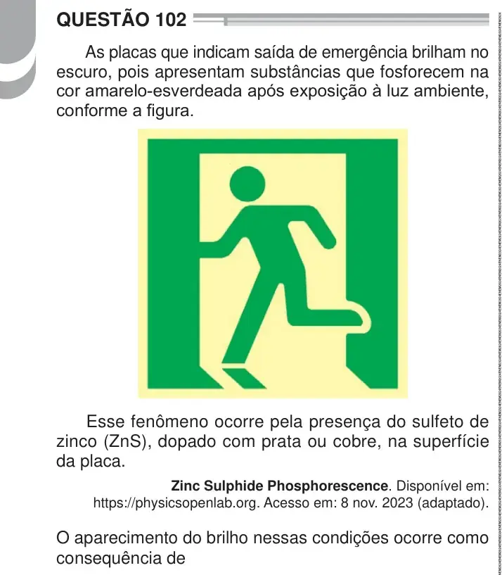 Enunciado da questão 102 do ENEM 2024 Dia 2