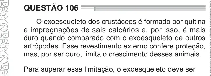 Enunciado da questão 106 do ENEM 2024 Dia 2