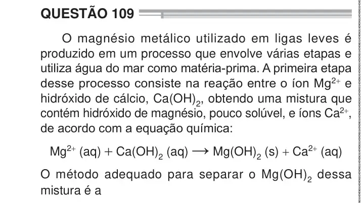 Enunciado da questão 109 do ENEM 2024 Dia 2