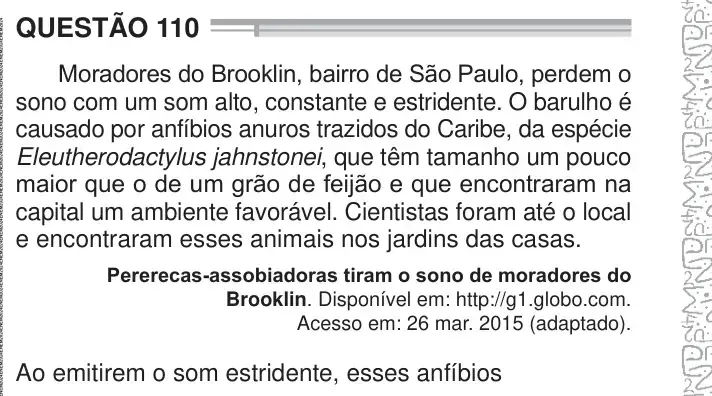 Enunciado da questão 110 do ENEM 2024 Dia 2