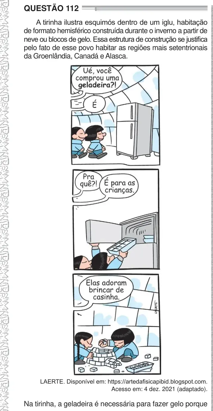Enunciado da questão 112 do ENEM 2024 Dia 2