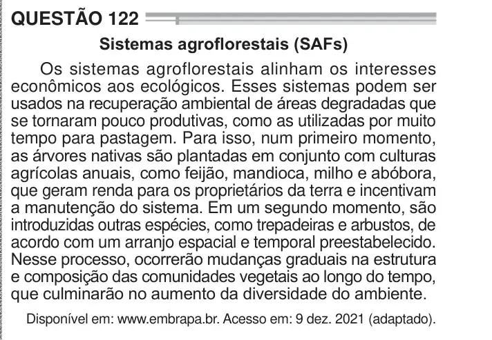 Enunciado da questão 122 do ENEM 2024 Dia 2