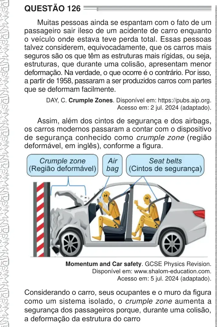 Enunciado da questão 126 do ENEM 2024 Dia 2