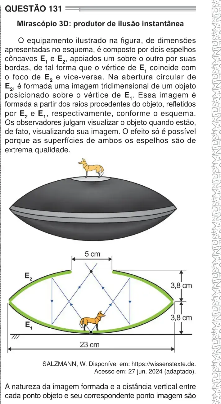 Enunciado da questão 131 do ENEM 2024 Dia 2