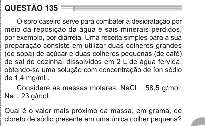 Enunciado da questão 135 do ENEM 2024 Dia 2