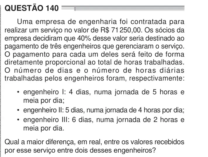 Enunciado da questão 140 do ENEM 2024 Dia 2