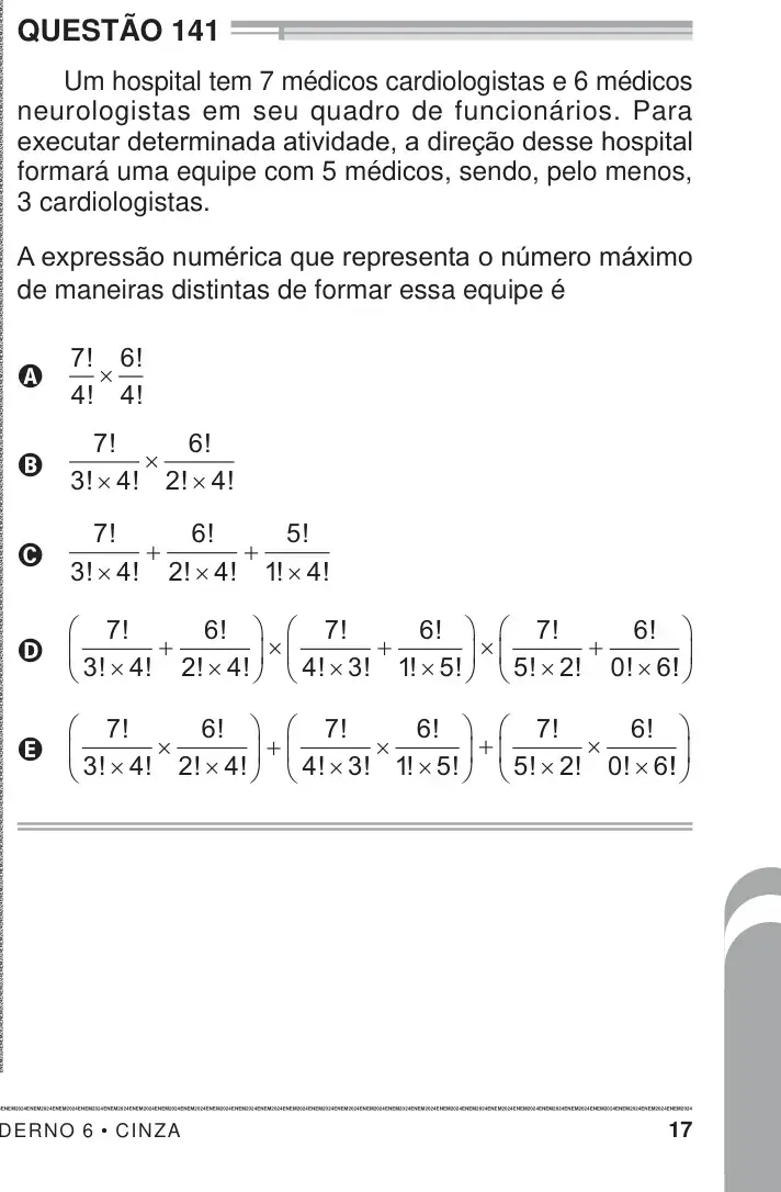 Enunciado da questão 141 do ENEM 2024 Dia 2