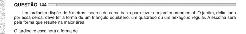Enunciado da questão 144 do ENEM 2024 Dia 2