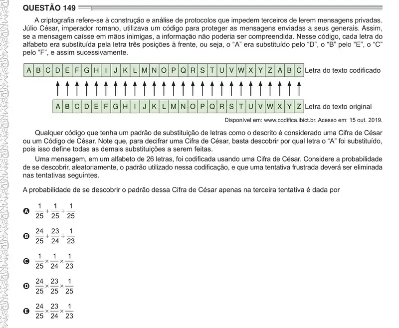 Enunciado da questão 149 do ENEM 2024 Dia 2