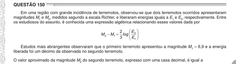 Enunciado da questão 150 do ENEM 2024 Dia 2