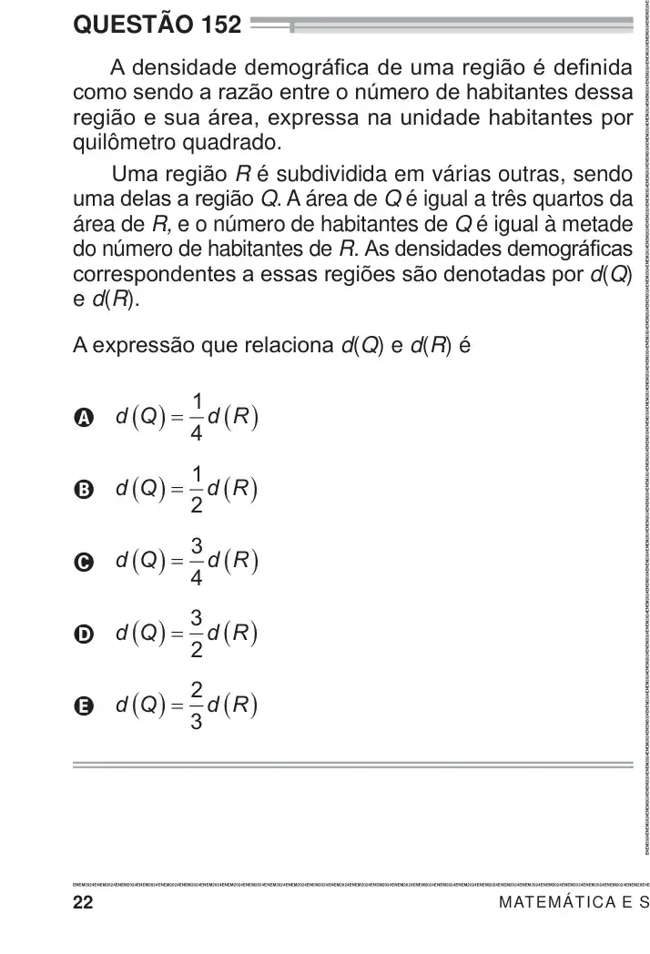 Enunciado da questão 152 do ENEM 2024 Dia 2