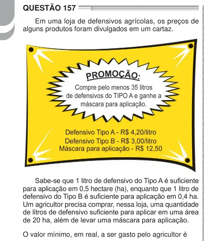 Enunciado da questão 157 do ENEM 2024 Dia 2