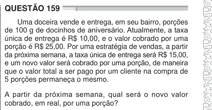 Enunciado da questão 159 do ENEM 2024 Dia 2