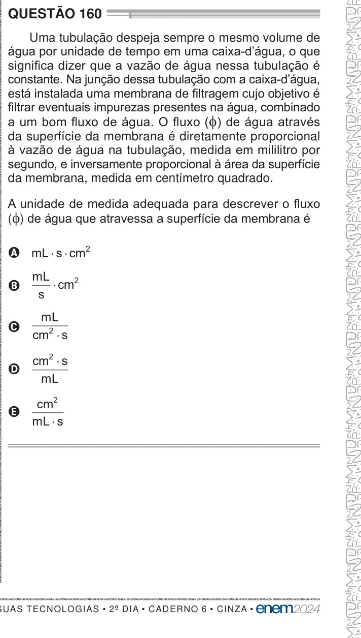 Enunciado da questão 160 do ENEM 2024 Dia 2