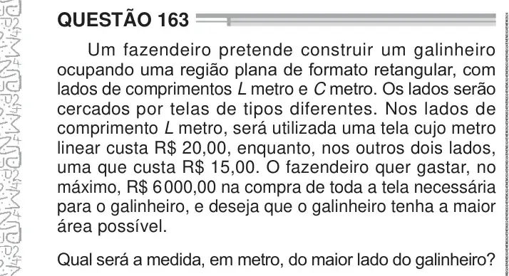 Enunciado da questão 163 do ENEM 2024 Dia 2