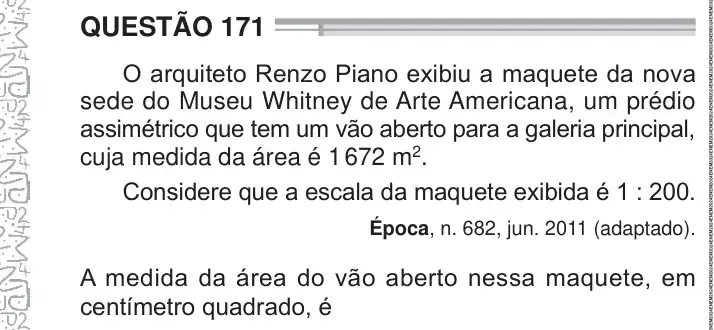 Enunciado da questão 171 do ENEM 2024 Dia 2