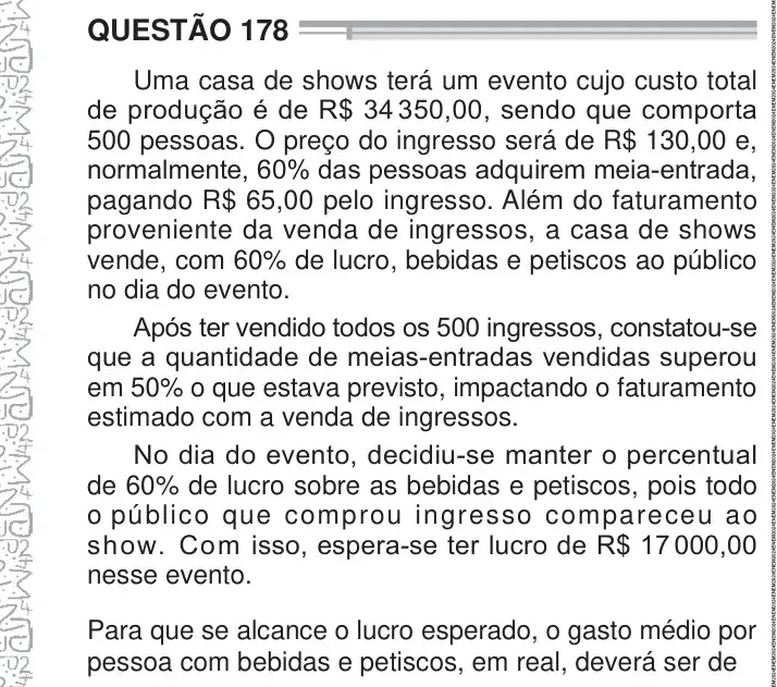 Enunciado da questão 178 do ENEM 2024 Dia 2