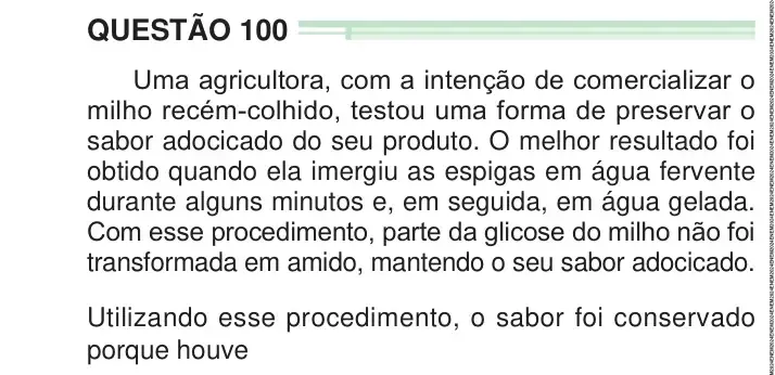 Enunciado da questão 100 do ENEM 2024 Dia 2