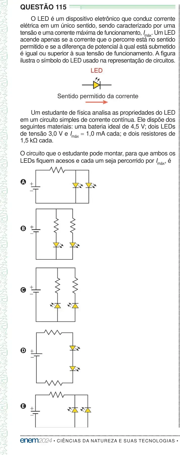 Enunciado da questão 115 do ENEM 2024 Dia 2