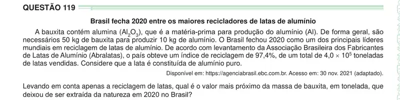 Enunciado da questão 119 do ENEM 2024 Dia 2