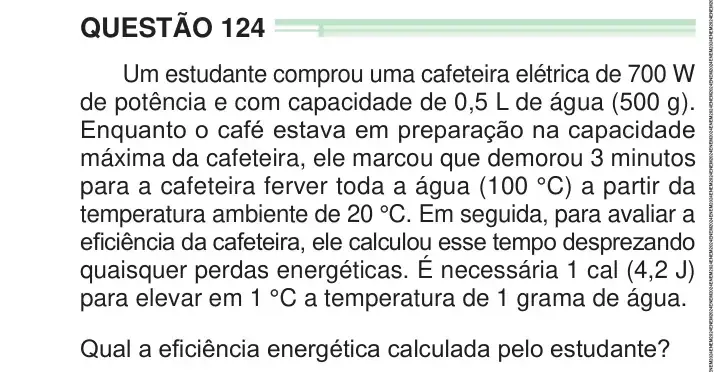 Enunciado da questão 124 do ENEM 2024 Dia 2