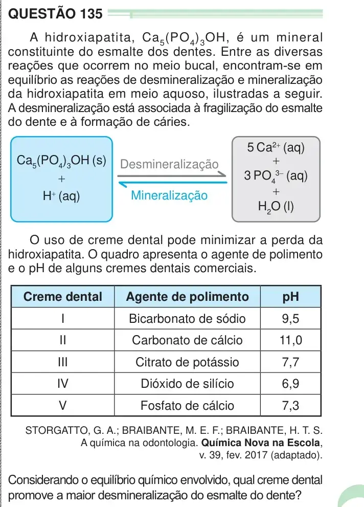 Enunciado da questão 135 do ENEM 2024 Dia 2