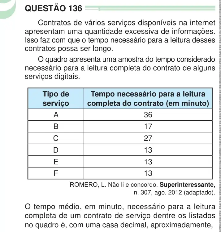 Enunciado da questão 136 do ENEM 2024 Dia 2