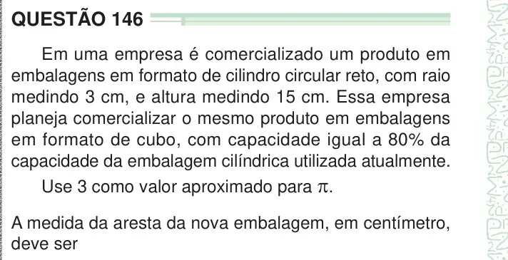 Enunciado da questão 146 do ENEM 2024 Dia 2