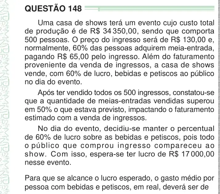 Enunciado da questão 148 do ENEM 2024 Dia 2