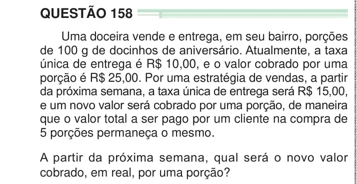 Enunciado da questão 158 do ENEM 2024 Dia 2