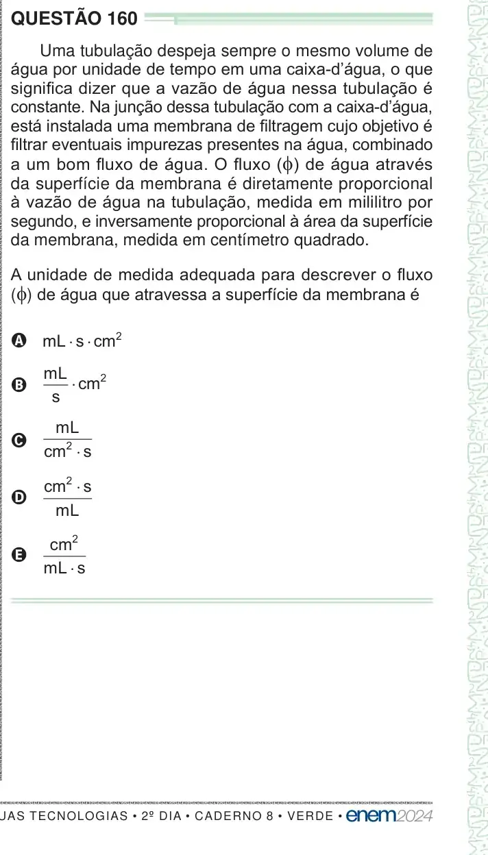 Enunciado da questão 160 do ENEM 2024 Dia 2