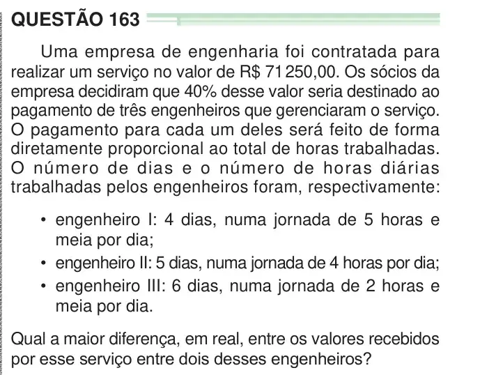 Enunciado da questão 163 do ENEM 2024 Dia 2