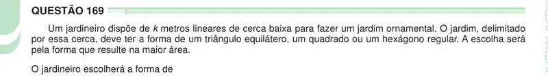 Enunciado da questão 169 do ENEM 2024 Dia 2